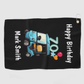 ゴルフカートを使用したゴルファーへのゴルフ70誕生日 おもしろい ゴルフタオル (横)