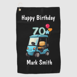 ゴルフカートを使用したゴルファーへのゴルフ70誕生日 おもしろい ゴルフタオル
