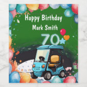 ゴルフカートを使用したゴルファーへのゴルフ70誕生日 おもしろい ワインラベル (シングルラベル)