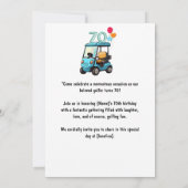 ゴルフカートを使用したゴルファーへのゴルフ70誕生日 おもしろい 招待状 (裏面)