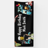 ゴルフカートを使用したゴルファーへのゴルフ70誕生日 おもしろい 横断幕 (縦)