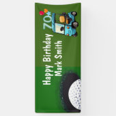 ゴルフカートを使用したゴルファーへのゴルフ70誕生日 おもしろい 横断幕 (縦)