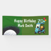 ゴルフカートを使用したゴルファーへのゴルフ70誕生日 おもしろい 横断幕 (横)