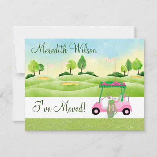 ゴルフカートを移動した緑の太陽の予算の移動 案内状 (正面)