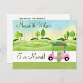 ゴルフカートを移動した緑の太陽の予算の移動 案内状 (正面/裏面)