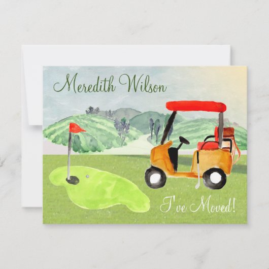 ゴルフカートを移動した緑の太陽の予算の移動 案内状 (正面)