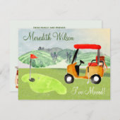 ゴルフカートを移動した緑の太陽の予算の移動 案内状 (正面/裏面)