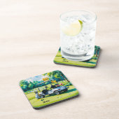 ゴルフカートを緑に乗せたゴルフ60歳の誕生日 コースター (右側)