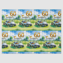 ゴルフカートを緑に乗せたゴルフ60誕生日 薄葉紙