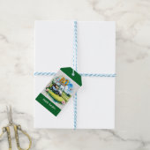 ゴルフカートを緑に乗せたゴルフ80歳の誕生日 ギフトタグ (より糸付き)