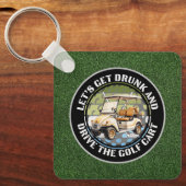 ゴルフカートを飲グリーンに乗せよう キーホルダー (正面)