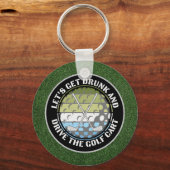 ゴルフカートを飲グリーンに乗せよう キーホルダー (正面)