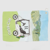 ゴルフカートスタイリッシュクラブモノグラム名 ゴルフタオル (横)