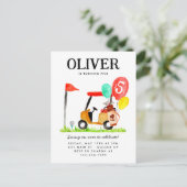 ゴルフカートバッグバルーンキッズゴルファー誕生日 ポストカード (スタンド正面)