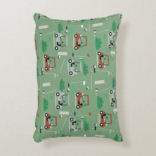 ゴルフカートモダンゴルファーテーマパターン アクセントクッション (正面(垂直))