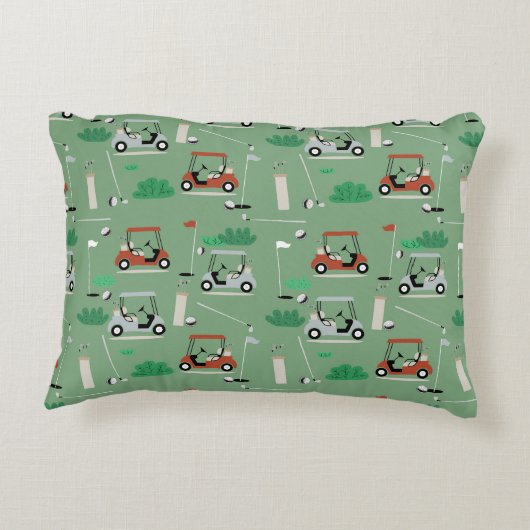 ゴルフカートモダンゴルファーテーマパターン アクセントクッション (裏面)