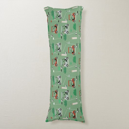 ゴルフカートモダンゴルファーテーマパターン ボディピロー (正面縦)