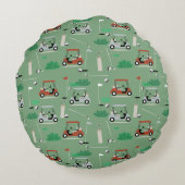 ゴルフカートモダンゴルファーテーマパターン ラウンドクッション (裏面)