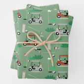 ゴルフカートモダンゴルファーテーマパターン ラッピングペーパーシート (インサイチュ)