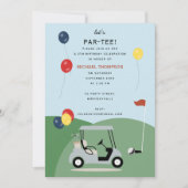 ゴルフカートモダンゴルファーテーマ子供の誕生日 招待状 (正面)