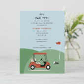 ゴルフカートモダンゴルファーテーマ誕生日 招待状 (スタンド正面)