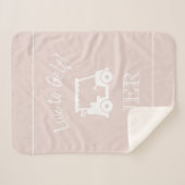 ゴルフカートモノグラムのイニシャルシックなピンク シェルパブランケット (正面(横))