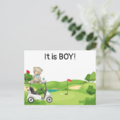 ゴルフカート上のBOYゴルファーベビー ポストカード (スタンド正面)