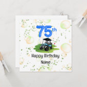 ゴルフカート付きゴルファーのためのゴルフ75番目の誕生日 カード (正面/裏面インサイチュ)