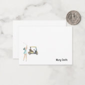 ゴルフカート付きゴルフ女性 ノートカード (正面/裏面インサイチュ)