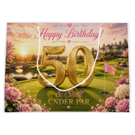 ゴルフカート付き女性ゴルファー向け50歳の誕生日 ラージペーパーバッグ