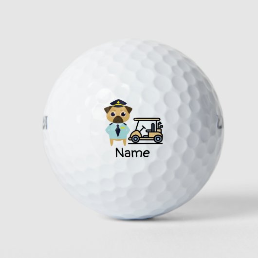 ゴルフカート付きPUG犬パイロット航空産業 ゴルフボール (正面)