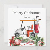 ゴルフカート及びクラブゴルファー付きゴルフクリスマスカード (正面)