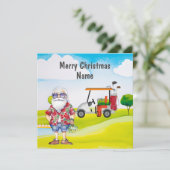 ゴルフカート及びクラブゴルファー付きゴルフクリスマスカード (スタンド正面)