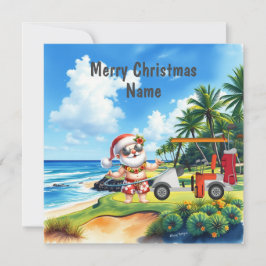 ゴルフカート及びクラブゴルファー付きゴルフクリスマスカード