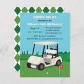 ゴルフカート子供の誕生日パーティの招待状 招待状 (正面/裏面)