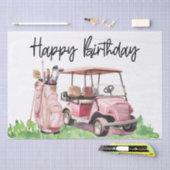 ゴルフカート水彩付きゴルフ誕生日 薄葉紙 (クラフト)