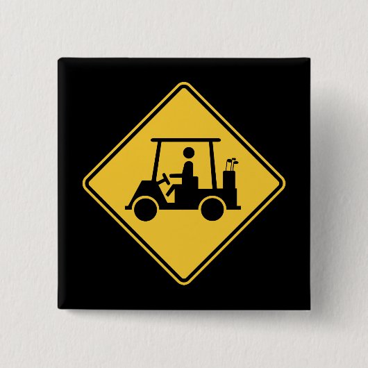 ゴルフカート注意標識 缶バッジ (正面)