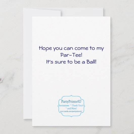 ゴルフカート誕生日パーティーの招待 招待状 (裏面)