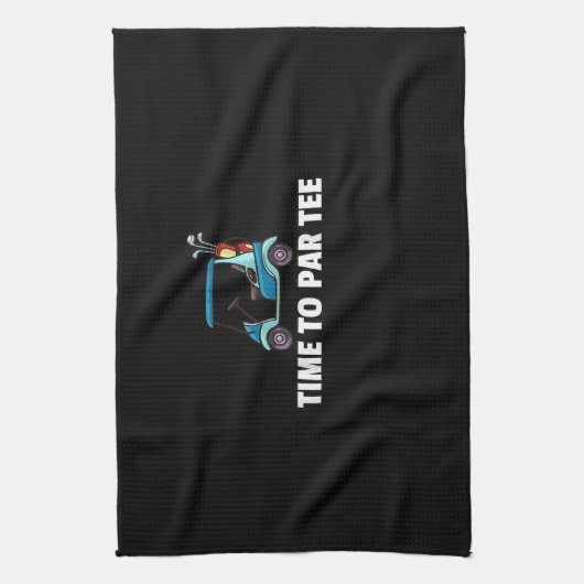 ゴルフカート贈与ゴルフおもしろい選手 キッチンタオル (縦)