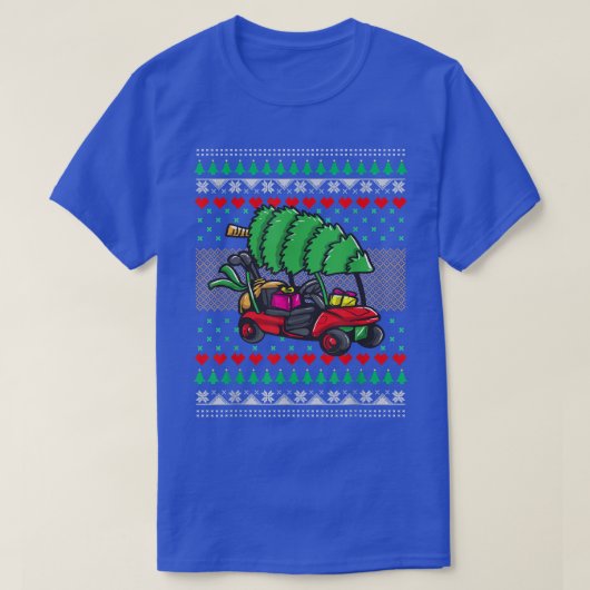 ゴルフカート醜いクリスマスセーターGolf Christmas Gif Tシャツ (デザイン正面)