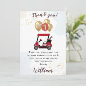 ゴルフカート魅力的ファースト誕生日少年ありがとう 招待状 (スタンド正面)