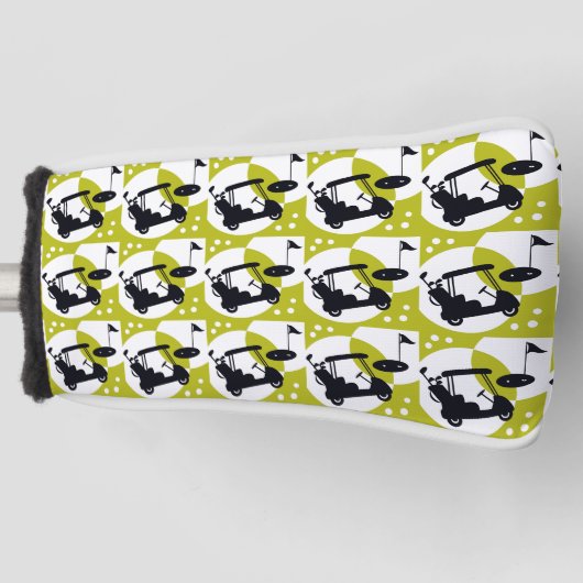 ゴルフカート、クラブ、グリーン ゴルフヘッドカバー (正面)