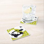 ゴルフカート、クラブ、グリーン スクエアペーパーコースター (インサイチュ)