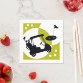 ゴルフカート、クラブ、グリーン スタンダードカクテルナプキン (インサイチュ)