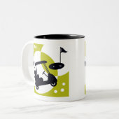 ゴルフカート、クラブ、グリーン ツートーンマグカップ (正面左)