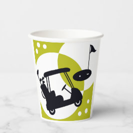 ゴルフカート、クラブ、グリーン 紙コップ