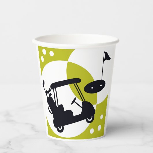 ゴルフカート、クラブ、グリーン 紙コップ (正面)