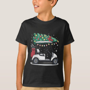 ゴルフカート クリスマスツリーライト Xmas スポーツゴルファー Tシャツ