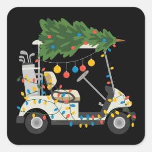 ゴルフカート クリスマスツリーライト Xmas スポーツ ゴルファー スクエアシール
