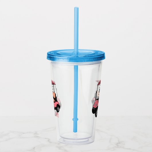 ゴルフカート/ゴルフ乳母車漫画イラストレーション アクリルタンブラー (右)